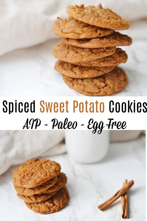 Spiced Sweet Potato Cookies (AIP/Paleo) * Lichen Paleo, Loving AIP Aip Desserts Quick, Aip Indian Recipes, Aip Camping Food, Aip Marinades, Aip Dinner Recipes, Aip Cookies, Aip Snacks, Autoimmune Diet Recipes, Aip Baking