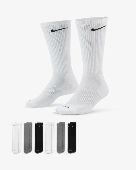 Nike Everyday Plus Cushioned Training Crew Socks (6 Pairs). Nike.com Nike Crew Socks, Inline Hockey, Zapatillas New Balance, Adidas Originals Gazelle, Nike Socks, Baskets Adidas, Nike Training, White Trainers, Top Drawer