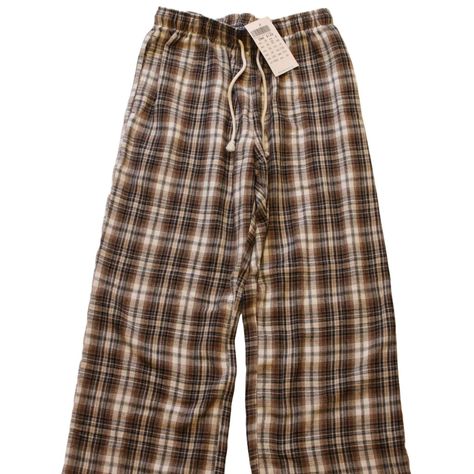 Discontinued Brandy Melville Catherine Pants: Brown And Cream Plaid; Nwt/ New With Tags Brown Plaid Pajama Pants, Brown Pajama Pants, Pj Pants Aesthetic, Pj Pants Outfit, Brandy Melville Cargo Pants, Brandy Clothes, Extravagant Clothing, Brandy Melville Rosa Sweatpants, Brandy Melville Pants