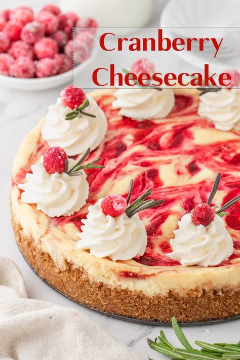 Cranberry Swirl Cheesecake, No Bake Cranberry Cheesecake, Cranberry Cheesecake Recipes, Custard Bread, Cheesecake Ideas, Cranberry Cheesecake, Fresh Cranberry, Christmas Cheesecake, Gingersnap Crust