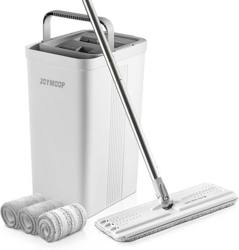 Experience effortless cleaning with JOYMOOP's innovative mop and bucket set. The dual-chamber system separates washing and drying, while the self-cleaning feature saves time and effort. With a 360° rotating head and extendable handle, it reaches every corner. Compact for easy storage, this set includes three reusable microfiber pads for versatile wet and dry cleaning, making it the perfect solution for a spotless home. Wall Cleaner, Laboratory Furniture, Kitchen Appliance Set, Mop And Bucket, Mop Bucket, Flat Mop, Cleaning Mops, Towel Dispenser, Microfiber Mops