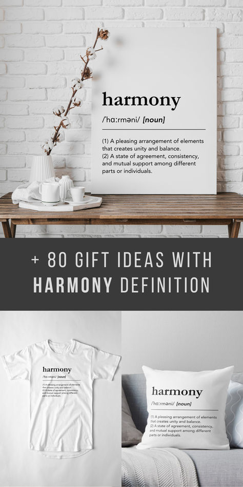 Minimalist definition Wall art for bedroom or living room with harmony definition. Find the definition of harmony on art prints, pillows, blankets, coffee mugs and much more. Bedroom decor inspiration, harmony quotes, bedroom aesthetics, couples home decor ideas, minimalist bedroom wall decoration, Soulful home decor, beautiful words, #lagunaklein #harmony #bedroomdecor, white wall art for bedroom,  nordic bedroom, bedroom wall ideas Harmony Definition, Sauna Room Decor, Couples Home Decor, Home Decor Ideas Minimalist, Minimalist Definition, Harmony Quotes, Bedroom Wall Ideas, Art Definition, Couples Home