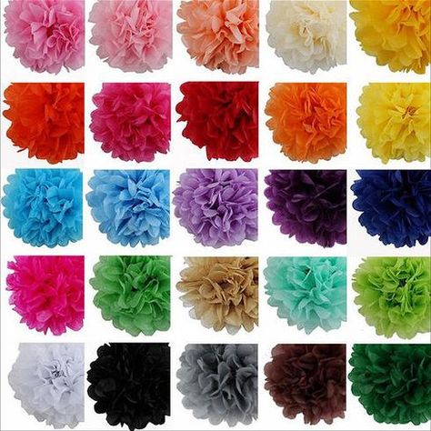 Pom Pom Flower, Paper Flower Ball, Wall Hanging Decorations, Flower Balls, Paper Pom Pom, Gold Tissue Paper, Tissue Pom Poms, Tissue Paper Pom Poms, Ball Birthday