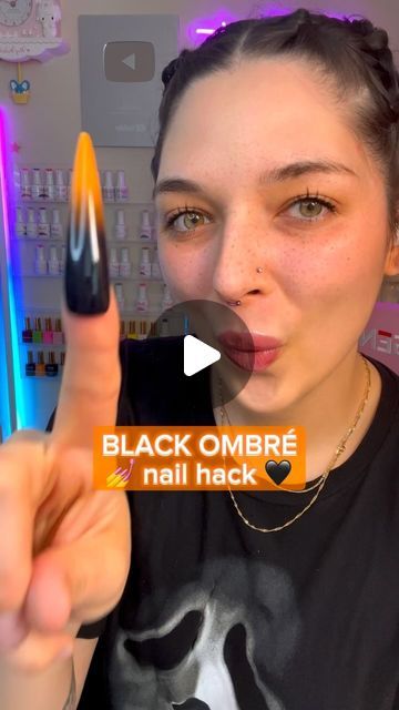 Madison McCollough on Instagram: "You’re doing ombre nails wrong 💅🖤🎃 Save and practice this tutorial for spooky season sets! What nail hack should I teach next? 💕

Used all @ballpit_shop nail art products to paint! 🎨 

🔪 Easy Zombre brush
🔪 Pumpkin Juice gel polish
🔪THE Black gel polish 
🔪 Glossy Topcoat
🔪 Twice As Nice 6mm dual sided liner brush
🔪 Masterpiece Mat (white silicon desk mat / gel palette) 

Use dc “BALLPIT” to save 💰💸
.
.
.
.
.
.
.
#nailtutorials #ombrenails #ballpitshop #nailart #gelnailart #diynails #gelpolish #nailartdesigns #naildesigns #diynailart #beginnernails #nailartist #easynailart #nailhacks" Glossy On Matte Nails, Black Ombre Nails Tutorial, Slime Nail Art, Blooming Gel Ombre Nails, How To Ombre Gel Polish, Ombre Gel Nails Tutorial, Matte Gel Polish, Black Gel Polish, Marble Nails Tutorial