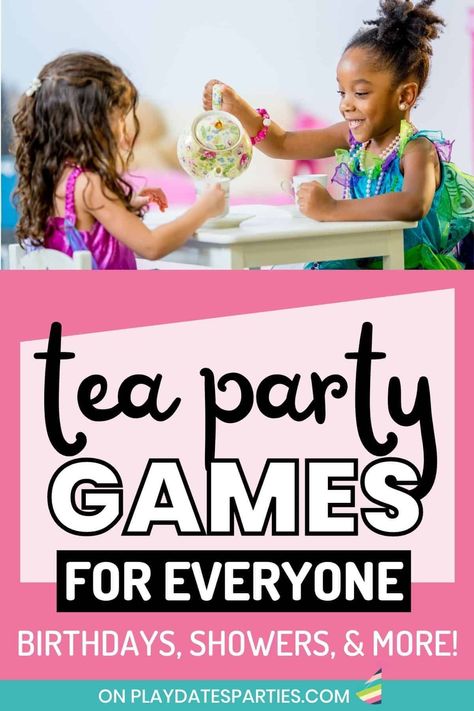 Looking for exciting tea party games for a fun and fabulous par-tea? We're sharing the best tea party games you can find. From classic favorites to new twists, these fun tea party games will have your guests laughing, chatting, and enjoying themselves from start to finish. You'll find tea party games ideas for kids, for girls, for adults, icebreakers for a bridal shower, baby shower tea party games, Mother's Day, Christmas, and plenty of printable tea party games, too. Father Daughter Tea Party, Tea Party Games For Teenagers, Tea Party Little Kids, Tea Party Birthday Games, Tea Party Activities For Kids, Tea Party Birthday Kids, Party Games For Everyone, Tea Party Games For Adults, Kids Tea Party Ideas