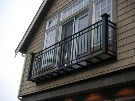 Bolt on Balconies - RailPro Balcony Railing Planters, Iron Balcony Railing, Paris Balcony, Juliette Balcony, French Balcony, Juliet Balcony, Iron Railings, Balcony Grill, House Balcony