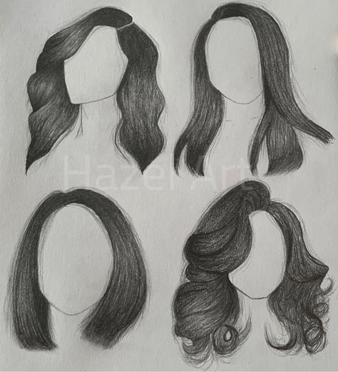 Hair Styles With Pencil, Sketch Of Hair, Face And Hair Drawing, Hairstyles Illustration Sketches, Hairstyles For Drawing, Hair Illustration Fashion, Hair Sketching, Hairstyles Sketches, Hairstyle Sketch