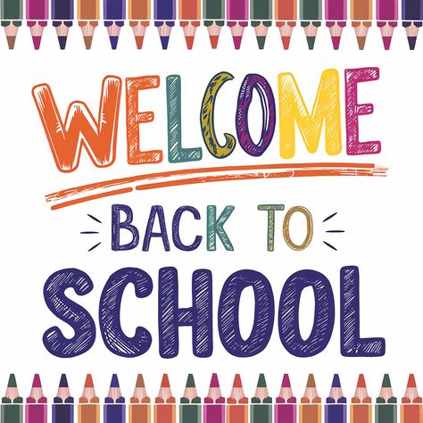 ✅ This image is a colorful and vibrant design featuring the text "Welcome back to school". The words are written in a playful, hand-drawn style using a variety of bright colors and patterns. Surrounding the text are several rows of colored pencils in different shades, adding to the school and artistic theme of the image. The overall design conveys a sense of excitement and anticipation for the start of a new school year. #artificialintelligence #programming #tecnology #leonardoai #graphicdes... Welcome Back Images, Preschool Name Tags, Welcome School, Back To School Images, Teachers Day Greetings, Welcome To Class, Preschool Names, Motivational Quotes For Kids, Welcome Images