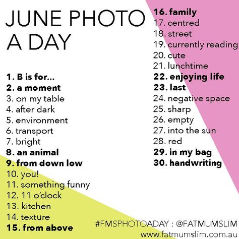 Have you heard about a little thing called the Photo A Day challenge? Join in the June challenge for a month of fun. Come on! June Photo Challenge, June Challenge, Photo A Day Challenge, Photo Prompts, Instagram Challenge, Monthly Photos, Foto Tips, Photography Challenge, Day Challenge