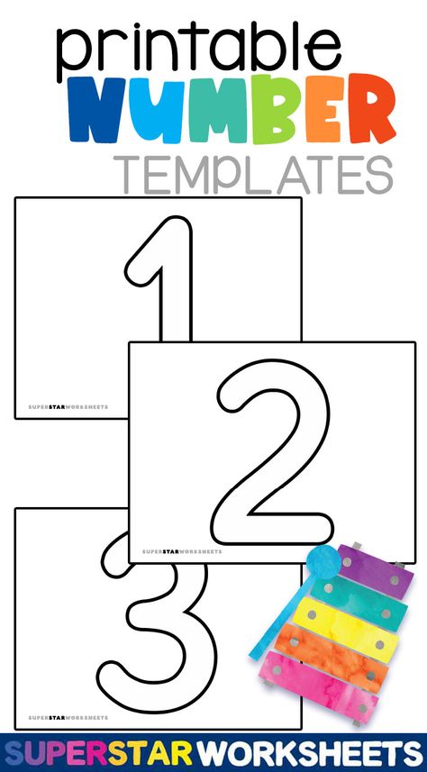 Free printable number templates! These templates make wonderful coloring pages, teacher activity boards, number books, and so much more! Grab your free, printable set today and get started learning! #numbertemplates #tracenumbers #colornumbers #freenumber Pre K Numbers Free Printable, Number Free Printable Preschool, Numbers Templates Printable Free, Number One Worksheets Free Printable, Number Pages For Preschool, Free Numbers Printables, Number 1 Template Free Printable, Free Numbers Preschool Printables 1-20, Blank Number Line Printable Free