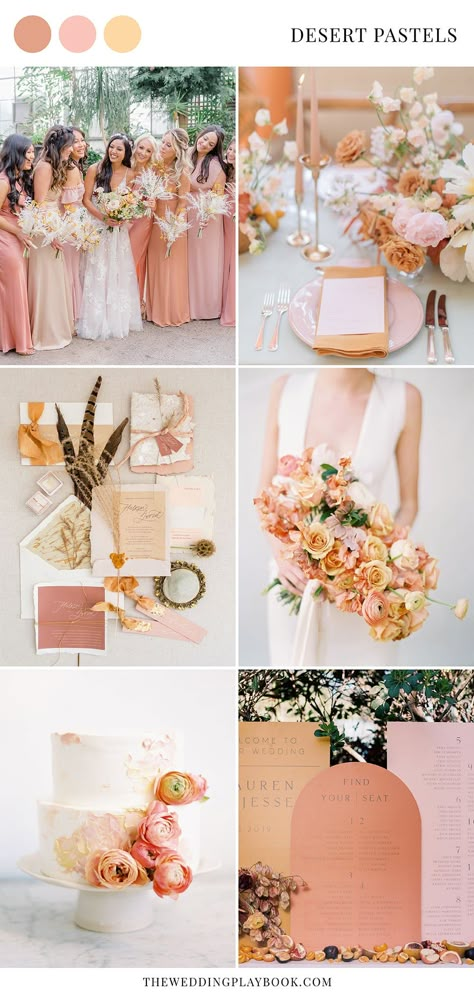 Terracotta And Blush Wedding Flowers, Fall Pastel Wedding Colors, Italian Wedding Color Schemes, Salmon Wedding, Peach Wedding Colors, Pastel Wedding Theme, Pastel Wedding Colors, Wedding Theme Color Schemes, Wedding Color Schemes Spring