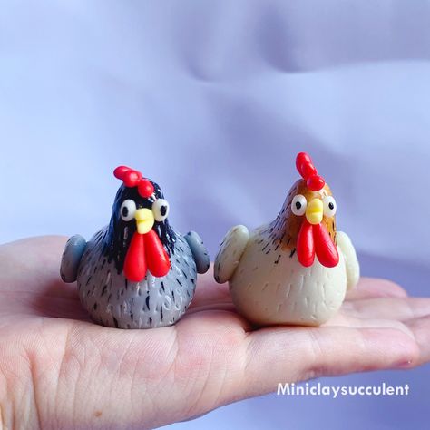 Chicken Pinch Pot, Clay Chickens Sculpture, Air Dry Clay Chicken, Chicken Polymer Clay, Fimo Chicken, Polymer Clay Farm Animals, Clay Chickens, Chicken Clay, Chicken Pottery