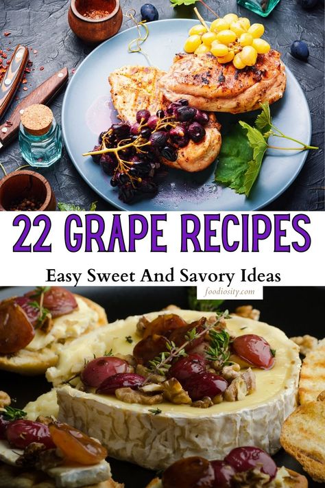 Grape Recipes Savory, Savory Grape Recipes, Wine Grape Recipes, Old Grapes What To Do With, Healthy Grape Recipes, White Grape Recipes, Green Grape Recipes Ideas, Recipes For Grapes, Black Grapes Recipes