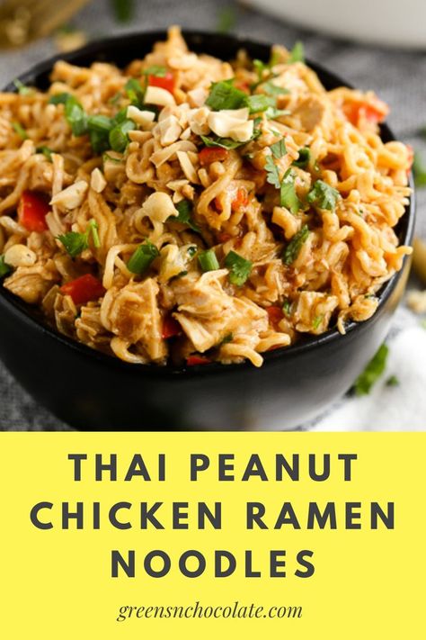 Ramen Noodle Chicken Stir Fry, Noodle Chicken Stir Fry, Chicken Ramen Recipes, Peanut Ramen Noodles, Thai Peanut Chicken Ramen, Peanut Chicken Ramen, Ramen Noodle Chicken, Thai Ramen, Chicken Ramen Noodle Recipes