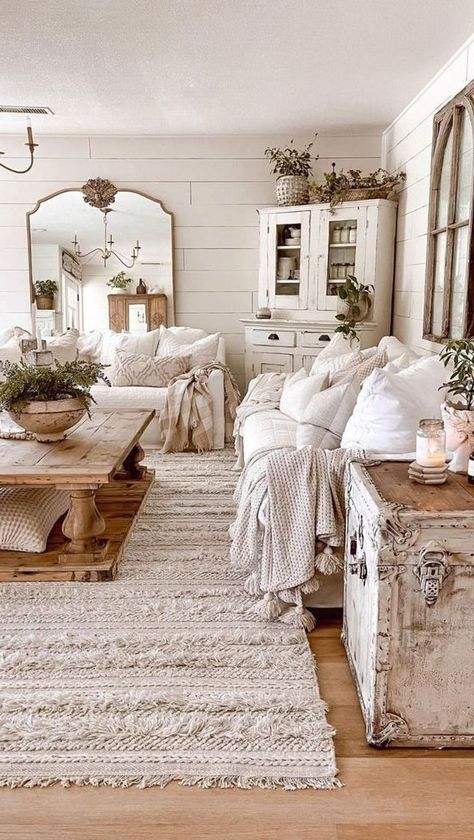 Interior Boho, Modern Farmhouse Living, Shabby Chic Living, Shabby Chic Living Room, Modern Farmhouse Living Room, Country Living Room, Chic Living Room, Style Deco, Farmhouse Decor Living Room