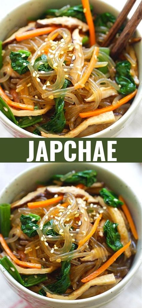 Chap Chae, Sweet Potato Noodles Recipe, Japchae Recipe, Glass Noodles Recipe, Easy Korean Recipes, Potato Noodles, Cibo Asiatico, Noodle Recipes Easy, Noodle Dish