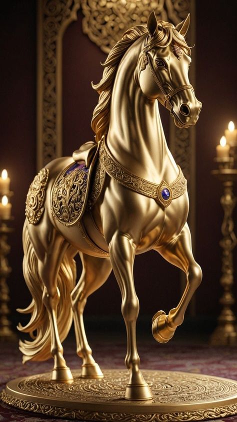 Arabic Horse, Wild Animal Wallpaper, Album Artwork Cover Art, Lucky Wallpaper, Golden Horse, Beautiful Horse Pictures, Horse Statue, Horse Wallpaper, Good Morning Beautiful Pictures