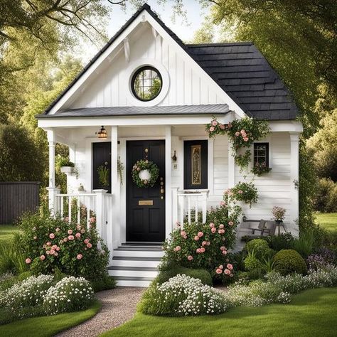 Tiny Homes - Beautiful Tiny Cottage❤️ Shed Tiny Home, Fairytale House, Pretty Cottage, Small Cottage Homes, Tiny House Floor Plans, Tiny Cottage, Dream Cottage, Guest Cottage, Small Cottage