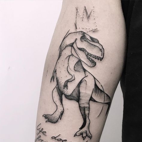 Tatoo Crown, Rex Tattoo, T Rex Tattoo, Dinosaur Tattoo, H Tattoo, Fern Tattoo, Dinosaur Tattoos, Tattoo For Son, Red Tattoos