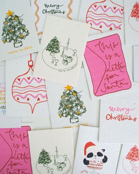 Wedding and Event stationery | Plantable Cards 🌼 on Instagram: "Plantable Christmas cards and gift tags 🎄All our cards are hand drawn and printed on seeded paper that bloom into native daisies 🌼 #letwordsbloom" Hand Drawn Xmas Cards, Crafty Card Ideas, Aesthetic Christmas Card Design, Diy Letter To Santa, Canva Christmas Card Ideas, Envelope Design Christmas, Diy Christmas Cards Aesthetic, Cute Christmas Cards Diy, New Year Cards Handmade Ideas