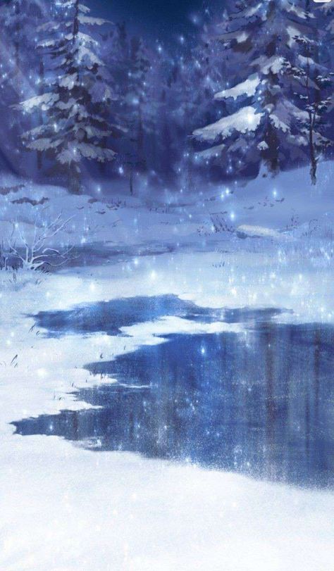 Snow Cartoon Background, Winter Wallpaper Drawing, Snow Wallpaper Anime, Snow Falling Drawing, Snow Background Aesthetic, Winter Fantasy Art, Snowy Kingdom, Anime Winter, Anime Snow