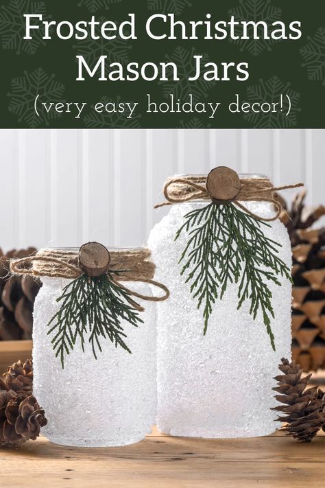 Epsom Salt Mason Jar Christmas, Epsom Salts Christmas Crafts, Mason Jar Decor Christmas, Snow Jars Diy, Epsom Salt Candle Jar, Snowy Mason Jar Luminaries, Epsom Salt Frosted Jars, Snow Jars Christmas, Mason Jar Epsom Salt Christmas