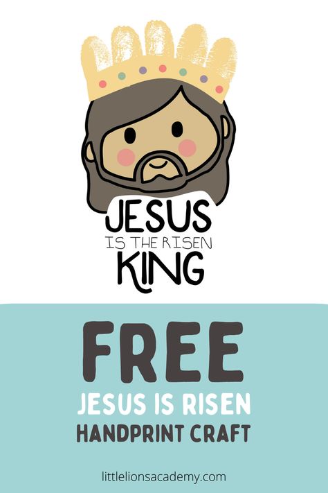 Free Jesus is Risen Craft for Kids - Little Lions Academy Jesus Is Risen Craft, Preschool Handprint Art, He Is Risen Craft, Armor Of God Printable, Baby Easter Crafts, Raising Disciples, Free Easter Coloring Pages, Make A Dinosaur, King Craft