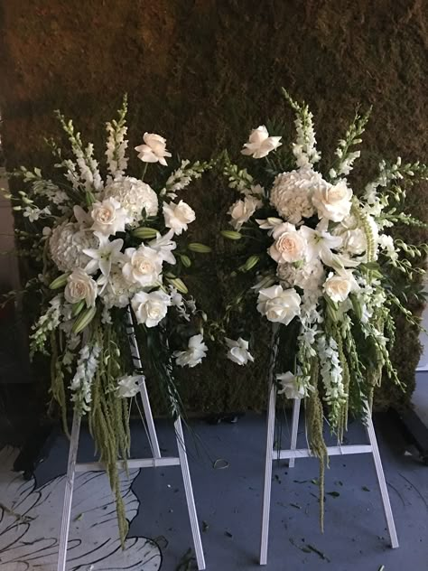 Pomp&Bloom white floral sympathy funeral arrangements Easel Floral Arrangements, Sympathy Flowers Arrangements, Celebration Of Life Floral Arrangements, Celebration Of Life Flower Arrangements, Memorial Flowers Arrangements, Memorial Service Flowers, Sympathy Floral Arrangements, Sympathy Flower Arrangements, Memorial Arrangements