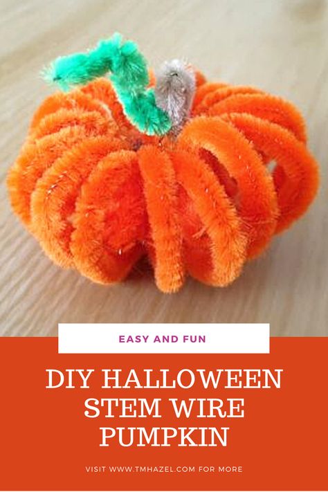 Chenille Stem Animals, Halloween Kids Crafts Easy, Chenille Stem Crafts, Pumpkin Easy, Wire Pumpkin, Halloween Stem, Easter Baby Shower, Happy Halloween Pumpkin, Learning For Kids