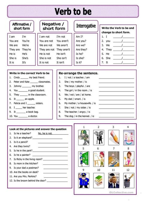 WORKSHEETS: Verb To Be – Show And Text To Be Worksheet, English Pictures, Verb To Be, Materi Bahasa Inggris, English For Beginners, English Exercises, Improve English, Verb Worksheets, English Grammar Worksheets