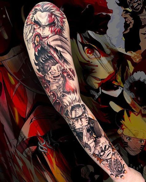 60 Unique Anime Tattoos Ideas to Inspire Your Next Ink Masterpiece Anime Arms, Slayer Tattoo, Hunter Tattoo, Attack On Titan Tattoo, Christian Sleeve Tattoo, Manga Tattoo, Naruto Tattoo, Tattoo Inspiration Men, Back Of Shoulder Tattoo