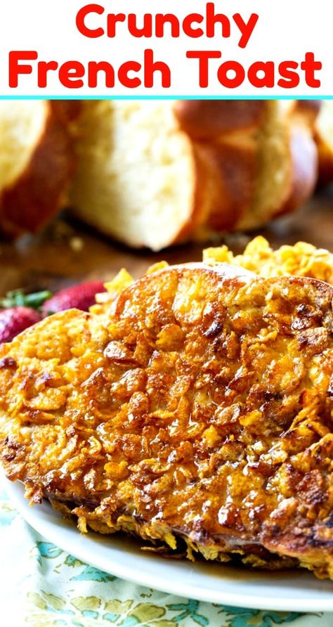 Crunchy French Toast #breakfast French Toast Receta, French Toast Without Milk, Crunchy French Toast, French Toast Toppings, Oven French Toast, Sourdough French Toast, Crockpot French Toast, Healthy French Toast, Creme Brulee French Toast