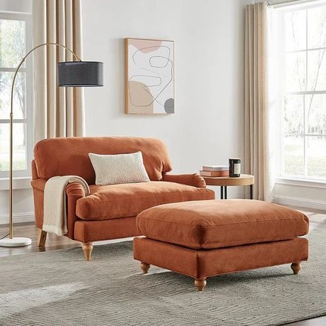 Orange Loveseat, Burnt Orange Living Room, Classic Couch, Traditional Loveseat, Orange Couch, Orange Sofa, Orange Chair, Corner Sofa Chaise, Living Room Orange