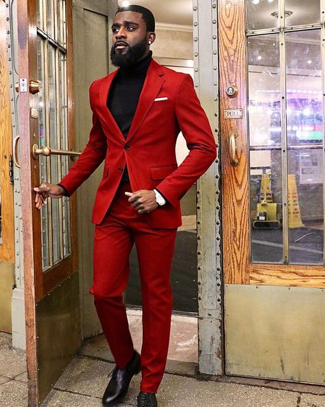 3,850 Likes, 22 Comments - @blackbeardedmen on Instagram: “@thankgodimyung” Red Prom Suit, Suit For Man, Prom Men, Prom Suits For Men, Prom Suit, Black Men Beards, Suit Ideas, Black Beards, Red Party