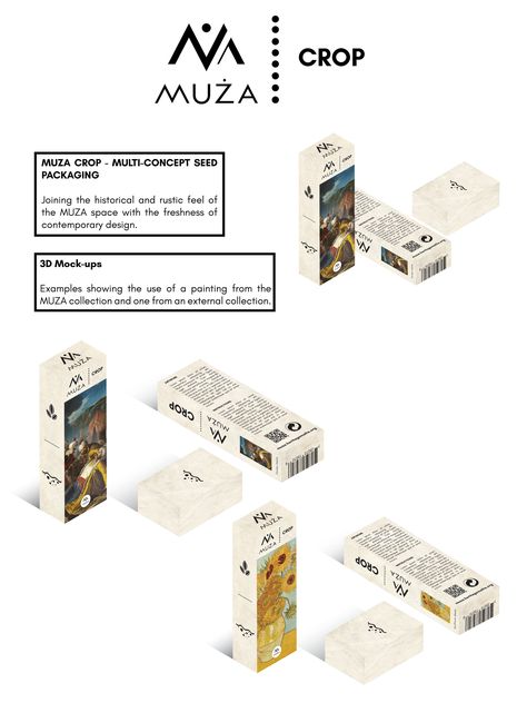 This project involved the creation of a concept which could be sold as merchandise at new museum of art in Malta (aka MUZA). This is a product design that combines art and sustainability, in a package that can be easily sold in the museum gift shop. Museum Merchandise, Museum Gift Shop, Seed Packaging, Museum Gift, New Museum, A Concept, Rustic Feel, Museum Of Art, Malta