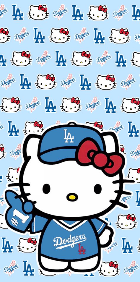 Hello Kitty La Dodgers, Dodger Blue Wallpaper, Dodgers Hello Kitty, Dodger Ornaments, Hello Kitty Dodgers, Dodgers Wallpaper Iphone, Dodger Aesthetic, La Dodgers Wallpapers, Dodger Wallpaper