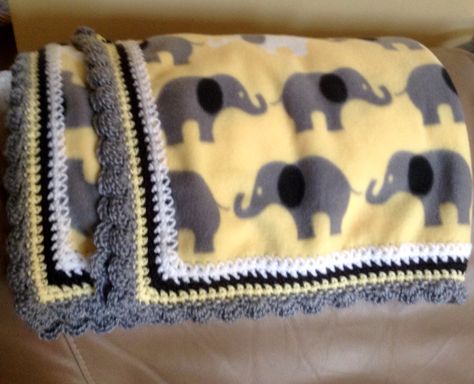 Fleece Blanket Edging, Crochet Baby Blanket Edging, Blanket Edging, Crochet Blanket Border, Fleece Projects, Crochet Blanket Edging, Elephant Blanket, Crochet Edging Patterns, Crochet Afghans