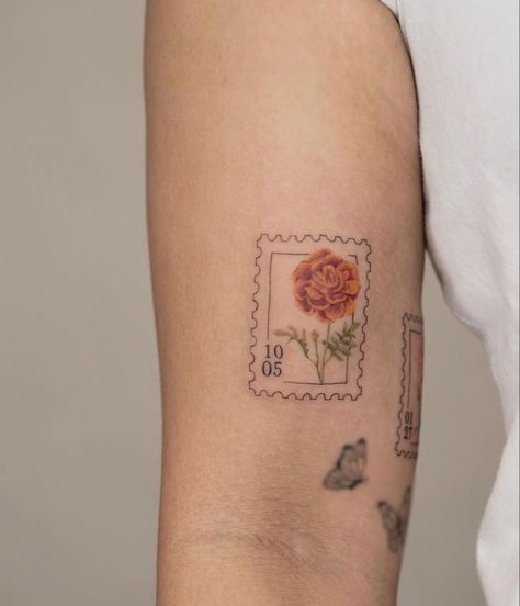 Sister Stamp Tattoo, Forever Stamp Tattoo, Ohio Stamp Tattoo, Hydrangea Stamp Tattoo, Marigold Stamp Tattoo, Cassidy Tattoo, Rose Stamp Tattoo, Flower Postage Stamp Tattoo, Post Stamps Tattoo