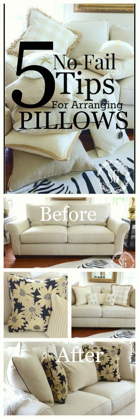 5 NO FAIL TIPS FOR ARRANGING PILLOWS  get it right and beautiful every time stonegableblog.com Staging Pillows On Couch, How To Choose Couch Pillows, Pillow Placement On Sofa, Pillow Arrangement Loveseat, Cushion Decor Ideas, Tan Couch Throw Pillow Ideas, How To Style Cushions On Sofa, How To Arrange Cushions On Sofa, Pillows On Loveseat