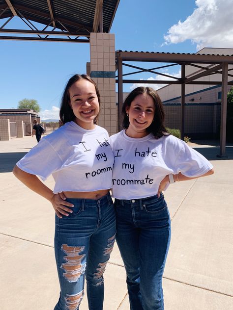 Me and the roomie had to do a fun take on white lies day for our senior spirit week. #highschool #senior #highschoolgraduation #schooloutfits White Lies Spirit Week, Spirit Week Highschool, White Lie T Shirt Ideas High School, Senior Spirit Week, White Lie T Shirt Ideas, Highschool Senior, Spirit Day, Spirit Week Outfits, Fun Costumes