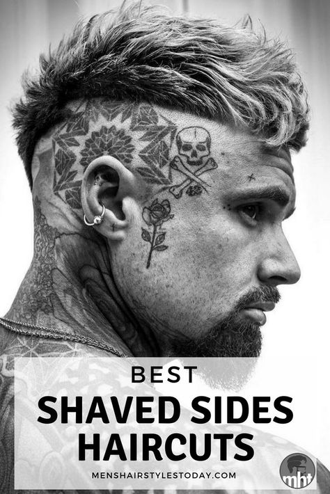 Cool Shaved Sides Hairstyles For Men - Men’s Shaved Sides Haircuts Mens Shaved Sides Hairstyles, Shaved Side Designs, Face Tattoo Men, Trendy Haircut For Men, Shaved Sides Hairstyles, Tattoo Crane, Shaved Side, Male Hairstyles, Winged Eyeliner Tutorial