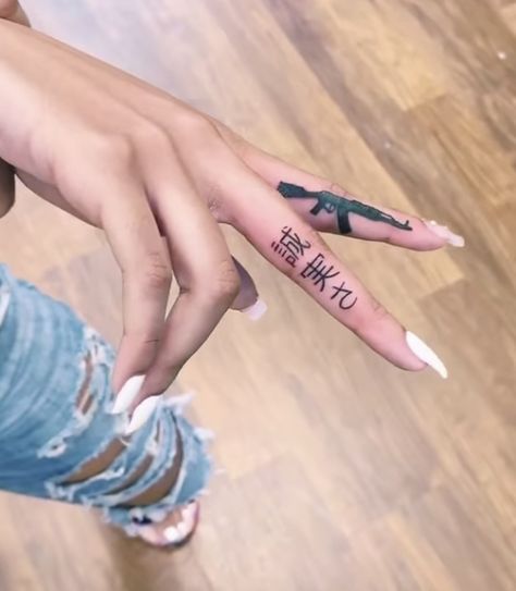 Tattoo Ideas Female Gangsta, Gangster Tattoos For Women, Thug Tattoos For Women, Small Dope Tattoos, Best Cover Up Tattoos, Crazy Tattoos, Ear Tattoo Ideas, Finger Tattoo For Women, Gangsta Tattoos