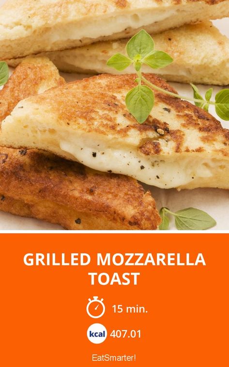 Grilled Mozzarella Toast - quick recipe - simple dish - So healthy is the recipe: 7.6/10 | A recipe idea by EAT SMARTER | Italian, European, Cooking on vacation, Baking, Toast #cheese #healthyrecipes Mozzarella Toast, Grilled Mozzarella, Healthy Delicious Recipes, Cheese Toast, Recipe Simple, Salted Egg, Fresh Oregano, Food Shows, Healthy Delicious