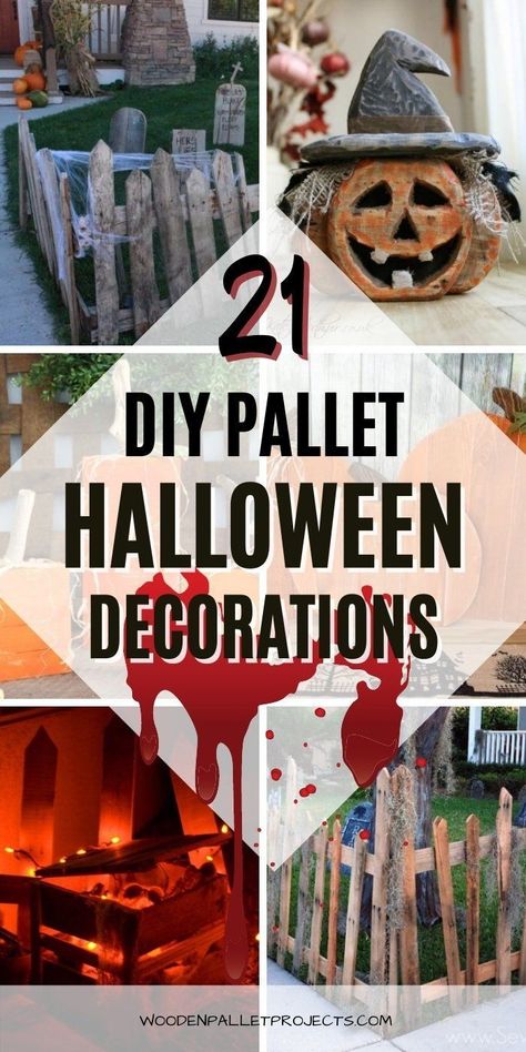 Looking for diy pallet Halloween Ideas? Then check this article to get some inspiration. Awesome pallet and reclaimed wood Halloween projects including halloween graveyard fence and tombs, scary halloween signs, halloween porch decorations with pumpkins, halloween coffins and spooky zombie pits. Click to find amazing diy halloween outdoor and yard wood decorations made from pallets. Pallet Diy Halloween, Scary Pallet Halloween Decorations, Pallet Coffin Halloween, Diy Halloween Decor With Pallets, Halloween Decorations Outdoor Pallets, Fall Halloween Decorations Diy, Zombie Pallet Decoration, Building With Pallets Diy Projects, Coffin Diy How To Build