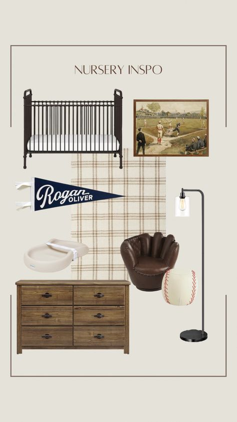 Neutral boy nursery 
Vintage boy nursery 
Vintage sports nursery Subtle Sports Nursery, Vintage Varsity Nursery, Boy Nursery Vintage Sports, Country Club Nursery, Neutral Baseball Nursery, Boys Vintage Baseball Bedroom, Retro Sports Nursery, All American Boy Nursery, Antique Sports Nursery