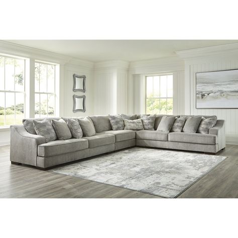 Get a leg up on comfort with this sectional. Sumptuously soft smoke gray upholstery welcomes you with open arms. A versatile performer, this stylish sectional steps in as a contemporary spot for impromptu entertaining. Accent Ottoman, Sectional With Ottoman, 3 Piece Sectional, Grey Upholstery, Ornate Furniture, Upholstered Sectional, Open Arms, Living Room Set, Corner Sectional