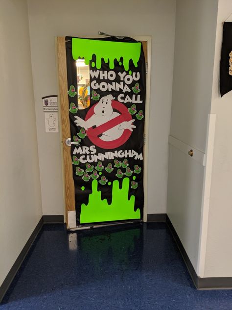 Ghostbuster Classroom Door, Ghostbusters Classroom, Scary Halloween Doors For School, Ghostbusters Door Decorations Classroom, Ghostbuster Halloween Door, Ghost Busters Door Decorations, Ghostbusters Bulletin Board, Ghost Buster Door Decoration, Casper The Friendly Ghost Door Decoration