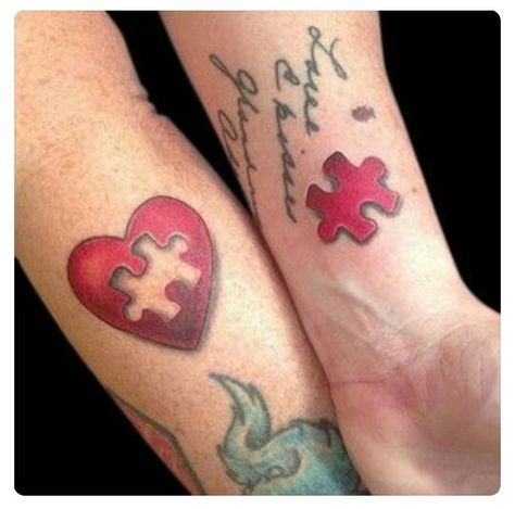 Mother daughter puzzle Puzzle Tattoo, Married Couple Tattoos, Rosen Tattoo Frau, Him And Her Tattoos, Puzzle Piece Tattoo, Couple Tattoos Love, Maching Tattoos, Puzzle Tattoos, Wife Tattoo