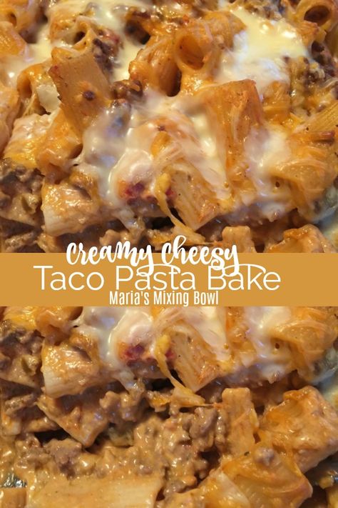 Cream Cheese Taco Bake, Taco Pasta Cream Cheese, Creamy Ground Beef Taco Pasta, Cheesy Taco Pasta Bake, Taco Noodle Casserole Bake, Pasta Taco Bake, Taco Pasta Bake Casserole, Taco Pasta With Cream Cheese, Creamy Taco Pasta