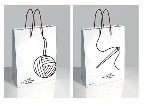 Logo Design For Bags, Yarn Logo Design, Creative Shopping Bag, Knitting Logo Design, Yarn Logo, Shopping Bag Design, Paper Bag Design, Creative Bag, Knitted Items